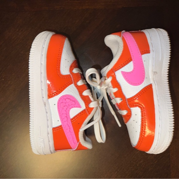 Nike Other - Infant Size Nike Orange 🍊 Pink 🌸 & White Leather Sneakers 👟 | Size 5C